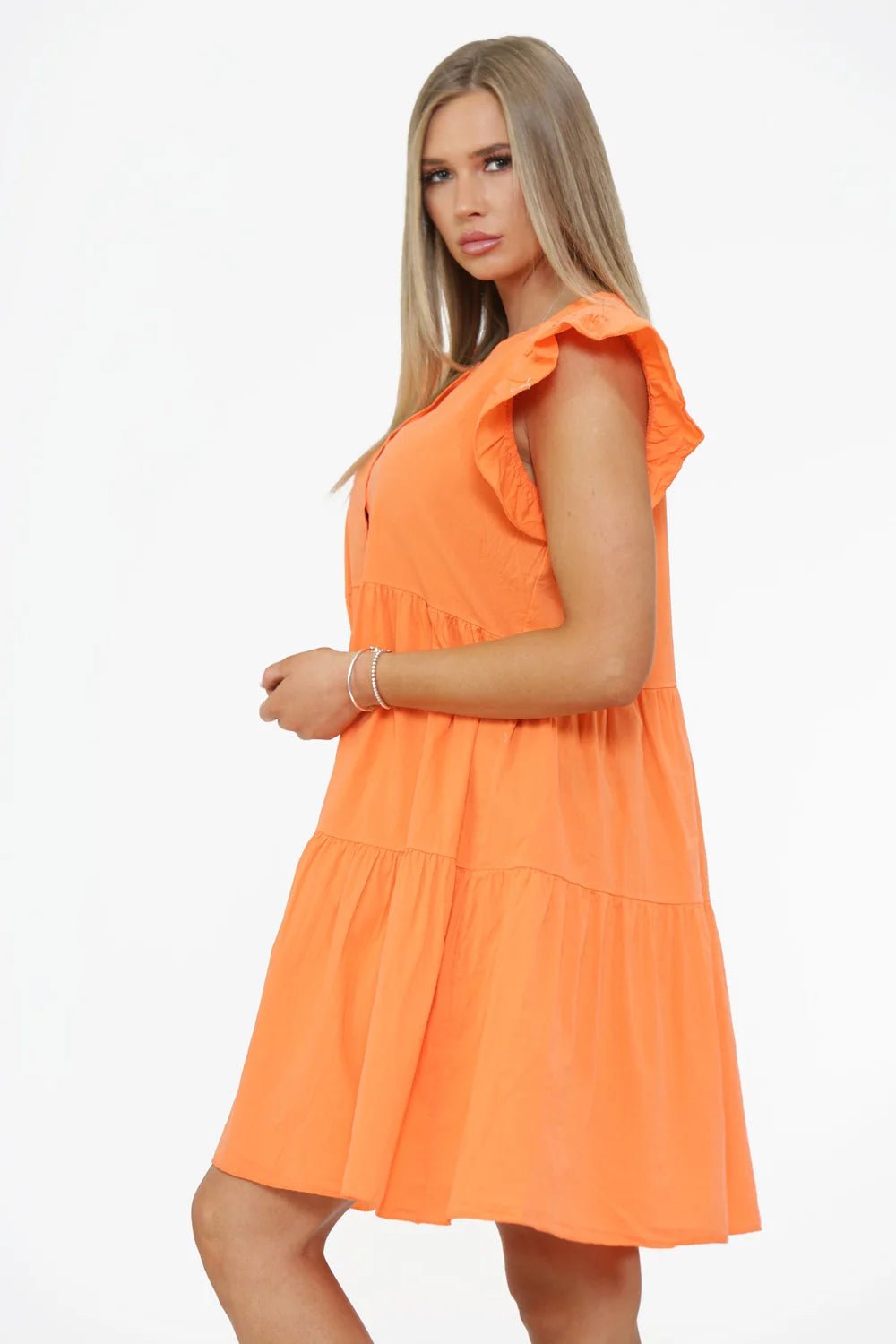 Anais Button Detailed Frill Dress - Pinkpie