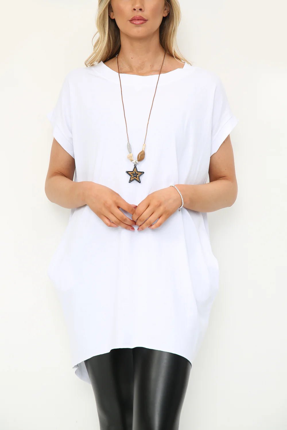 Milla Oversized T-Shirt with Necklace - Pinkpie